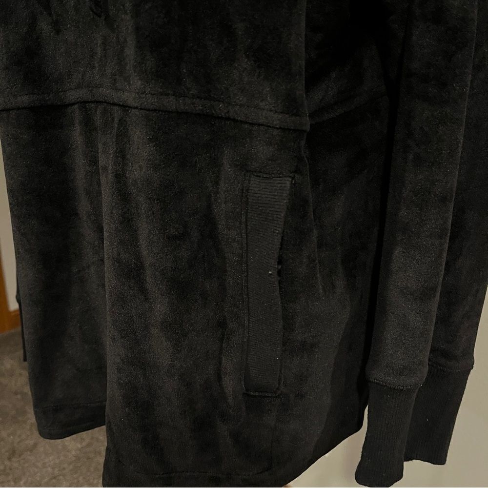 Dkny oversized Velvet Black Wrap Pullover Hoodie Kangaroo Pocket Size M - Picture 9 of 15